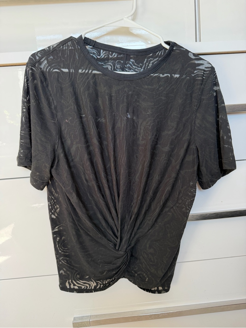 lululemon athletica Black Short-Sleeve Twist-Knot Mesh Tee